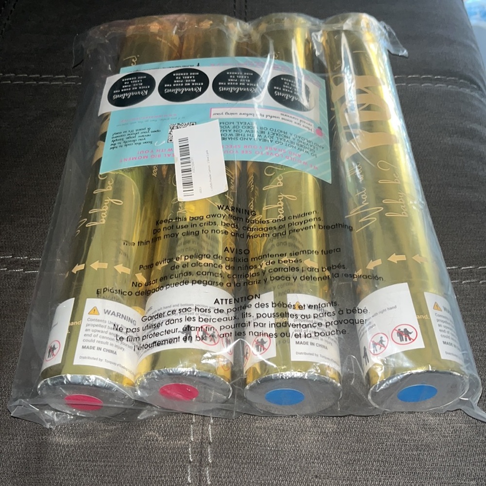 Gender Reveal Confetti Powder Cannon - Set of 4 Mixed (2 Blue 2 Pink) - Picture 3 of 3
